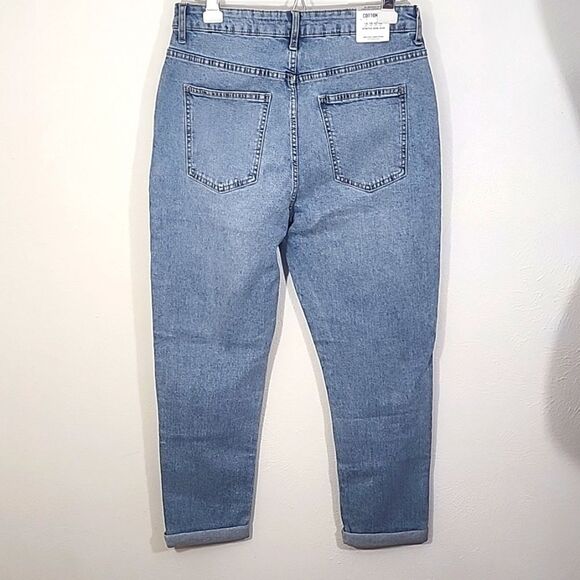 Cotton On blue Stretch Mom Ripped cuffed bottom jeans size 10 NWT - Picture 9 of 12